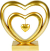 Ferrisland 9.45 Inch Resin Heart Sculpture Decorative Centerpiece - Modern Art Home Decor, Thanksgiving Valentines Day for Her, Unique Romantic Desktop Ornament (Gold)