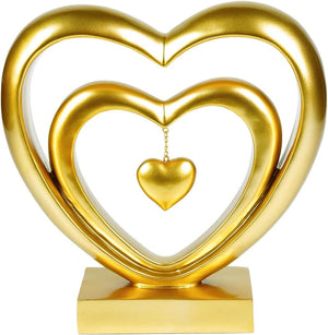 Ferrisland 9.45 Inch Resin Heart Sculpture Decorative Centerpiece - Modern Art Home Decor, Thanksgiving Valentines Day for Her, Unique Romantic Desktop Ornament (Gold) Ferrisland