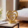 Ferrisland 9.45 Inch Resin Heart Sculpture Decorative Centerpiece - Modern Art Home Decor, Thanksgiving Valentines Day for Her, Unique Romantic Desktop Ornament (Gold)