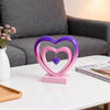 Ferrisland 9.45 Inch Resin Heart Sculpture Decorative Centerpiece - Modern Art Home Decor, Thanksgiving Valentines Day for Her, Unique Romantic Desktop Ornament (Pink&Violent)