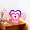 Ferrisland 9.45 Inch Resin Heart Sculpture Decorative Centerpiece - Modern Art Home Decor, Thanksgiving Valentines Day for Her, Unique Romantic Desktop Ornament (Pink&Violent)