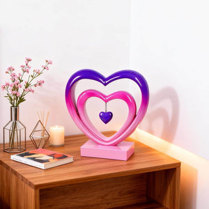 Ferrisland 9.45 Inch Resin Heart Sculpture Decorative Centerpiece - Modern Art Home Decor, Thanksgiving Valentines Day for Her, Unique Romantic Desktop Ornament (Pink&Violent) Ferrisland
