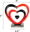 Ferrisland 9.45 Inch Resin Heart Sculpture Decorative Centerpiece - Modern Art Home Decor, Thanksgiving Valentines Day for Her, Unique Romantic Desktop Ornament (Red & Black)