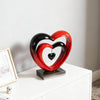 Ferrisland 9.45 Inch Resin Heart Sculpture Decorative Centerpiece - Modern Art Home Decor, Thanksgiving Valentines Day for Her, Unique Romantic Desktop Ornament (Red & Black)