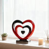 Ferrisland 9.45 Inch Resin Heart Sculpture Decorative Centerpiece - Modern Art Home Decor, Thanksgiving Valentines Day for Her, Unique Romantic Desktop Ornament (Red & Black)