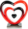 Ferrisland 9.45 Inch Resin Heart Sculpture Decorative Centerpiece - Modern Art Home Decor, Thanksgiving Valentines Day for Her, Unique Romantic Desktop Ornament (Red & Black)