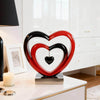 Ferrisland 9.45 Inch Resin Heart Sculpture Decorative Centerpiece - Modern Art Home Decor, Thanksgiving Valentines Day for Her, Unique Romantic Desktop Ornament (Red & Black)