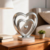 Ferrisland 9.45 Inch Resin Heart Sculpture Decorative Centerpiece - Modern Art Home Decor, Thanksgiving Valentines Day for Her, Unique Romantic Desktop Ornament (Silver)
