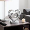 Ferrisland 9.45 Inch Resin Heart Sculpture Decorative Centerpiece - Modern Art Home Decor, Thanksgiving Valentines Day for Her, Unique Romantic Desktop Ornament (Silver)