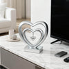 Ferrisland 9.45 Inch Resin Heart Sculpture Decorative Centerpiece - Modern Art Home Decor, Thanksgiving Valentines Day for Her, Unique Romantic Desktop Ornament (Silver)