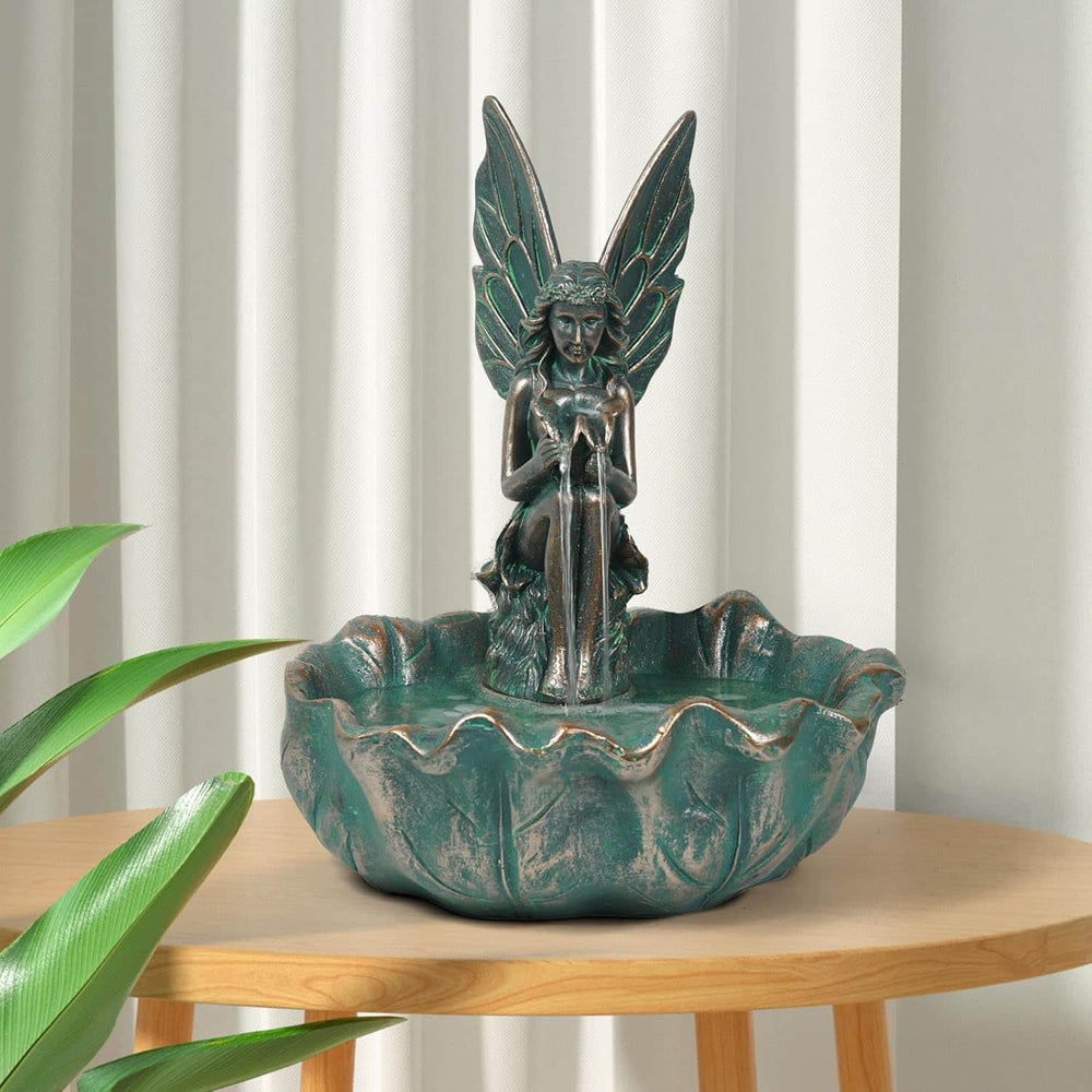 Ferrisland Angel Fairy Water Fountain, 14" Angel Fairy Outdoor Water Fall Fountain, Durable Resin Garden Fountain for Home Decor Ferrisland
