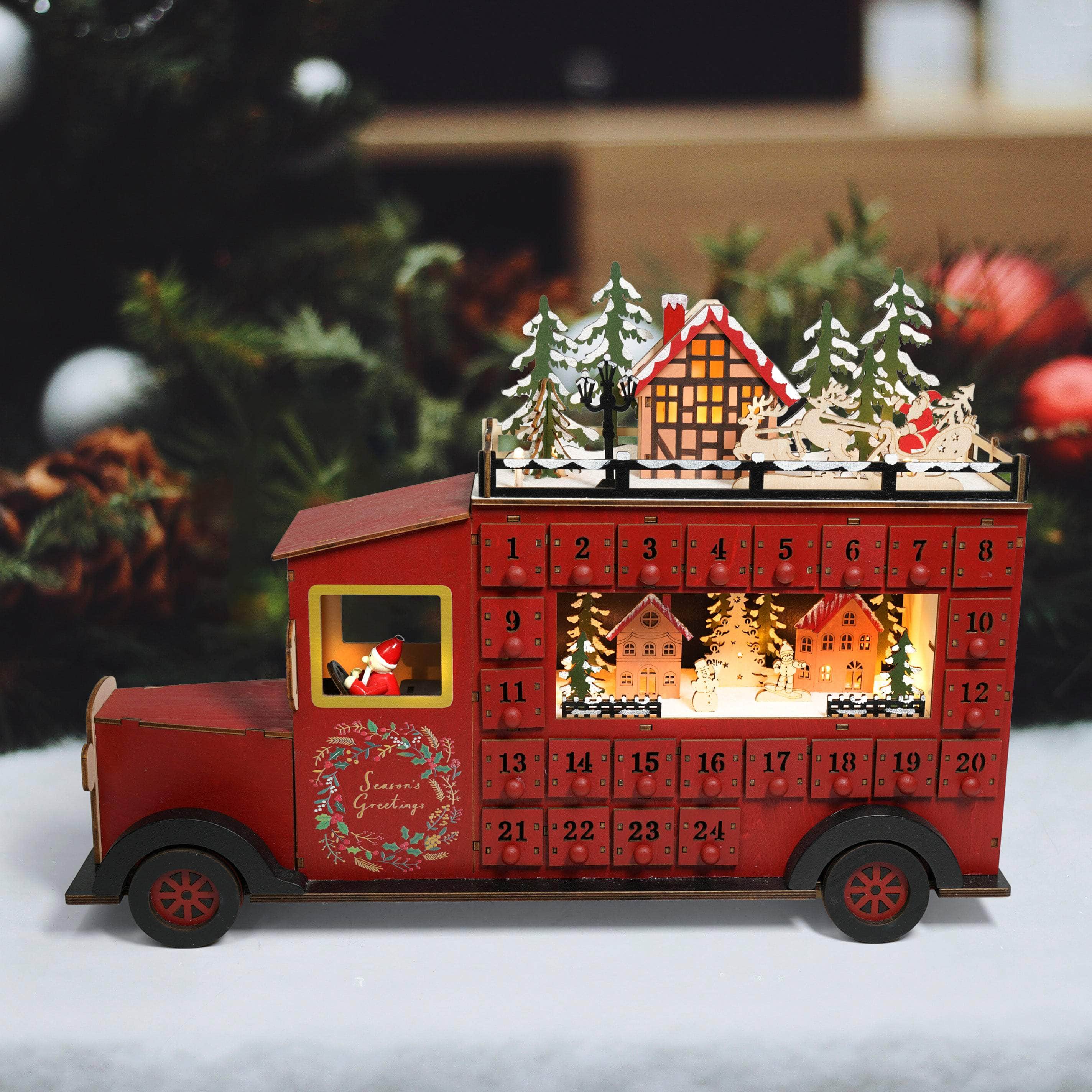 Ferrisland Christmas LED MDF Truck-shape Advent Calendar ferrisland-christmas-led-mdf-truck-shape-advent-calendar