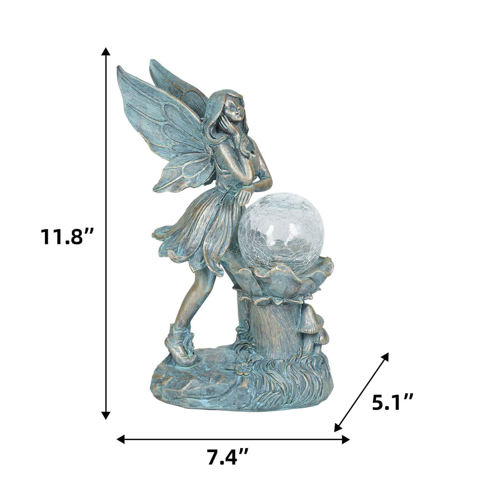 Ferrisland Garden Angel Fairy Outdoor Figurines Statue with Solar Lights,Solar Decorations for Yard Outdoor Garden, Patio Yard Lawn, Gifts for Birthday Housewarming Mother's Day (Bronze) Ferrisland