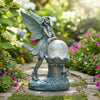 Ferrisland Garden Angel Fairy Outdoor Figurines Statue with Solar Lights,Solar Decorations for Yard Outdoor Garden, Patio Yard Lawn, Gifts for Birthday Housewarming Mother's Day (Bronze)