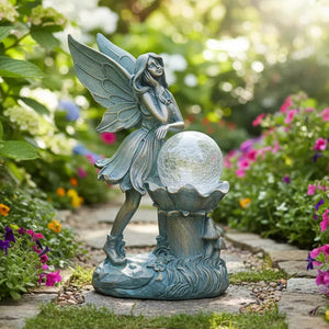 Ferrisland Garden Angel Fairy Outdoor Figurines Statue with Solar Lights,Solar Decorations for Yard Outdoor Garden, Patio Yard Lawn, Gifts for Birthday Housewarming Mother's Day (Bronze) Ferrisland