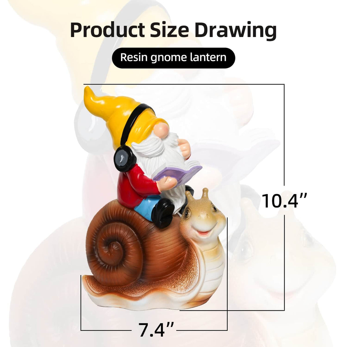 Ferrisland Garden Gnomes Snail Outdoor Figurines with Solar Lights, 10.4 inches Resin Solar Gnomes Decoration Yard Outdoor Garden, Patio Yard Lawn Birthday Housewarming Mother's Day（Gnome on Snail） Ferrisland