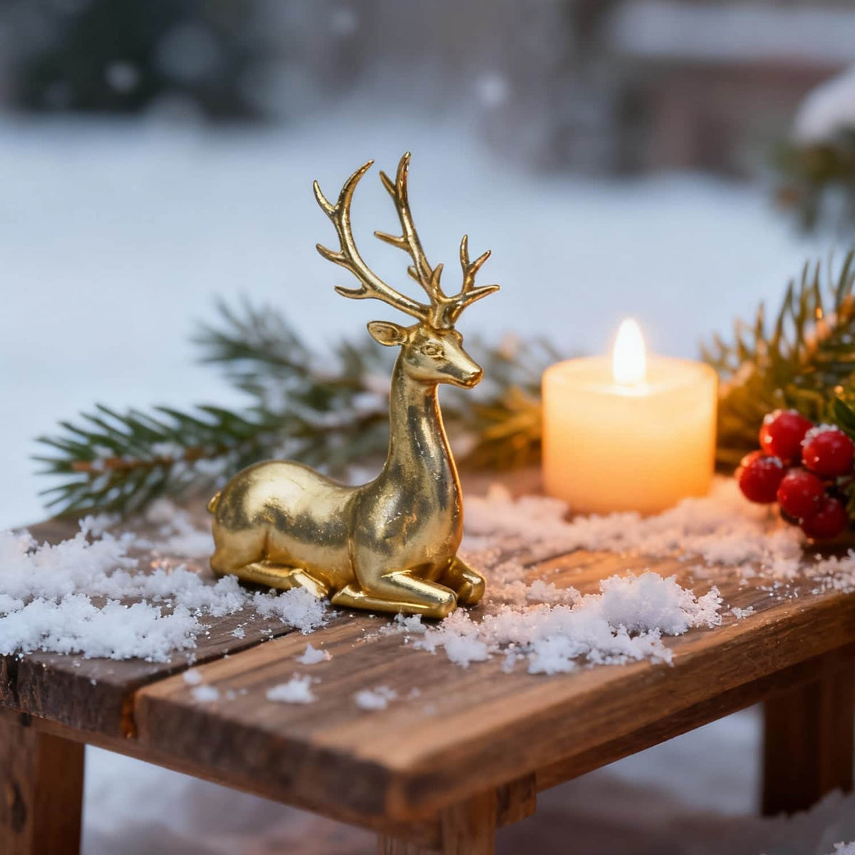 Ferrisland Golden Christmas Deer Ornament - Elegant 14.96 Inch Large Holiday Decor, Venados de Navidad Grandes Collectible Figurine for Home & Kitchen,Resin Festive Christmas Decorations & Gifts Ferrisland