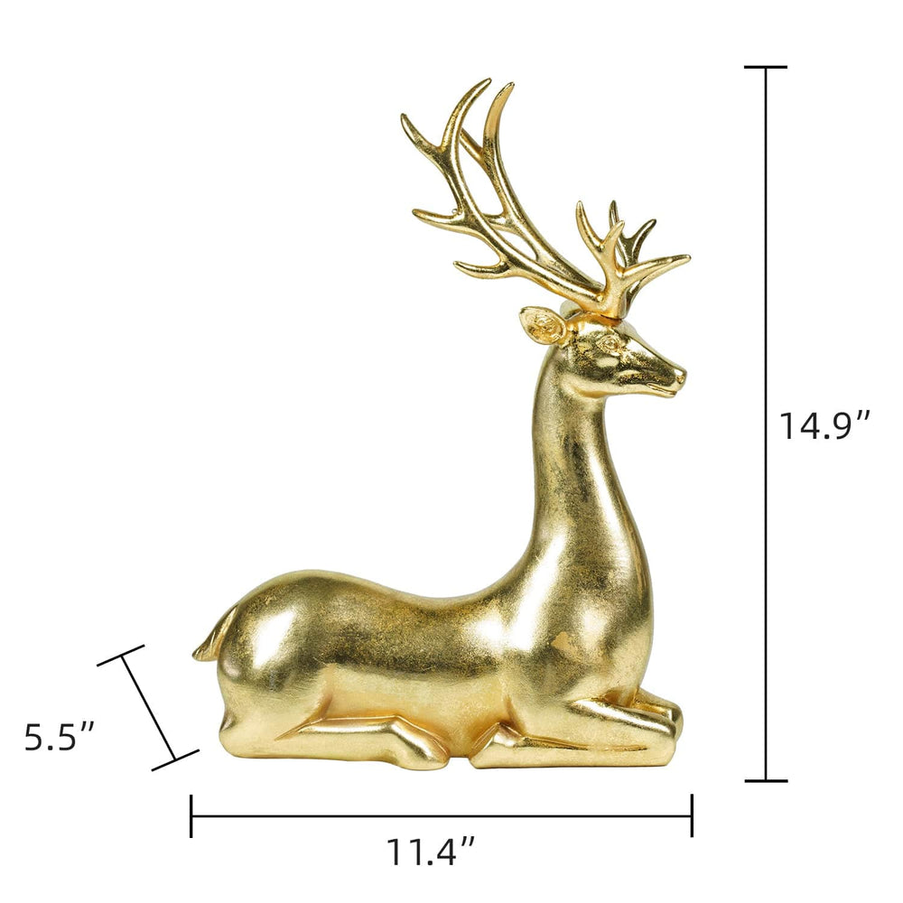 Ferrisland Golden Christmas Deer Ornament - Elegant 14.96 Inch Large Holiday Decor, Venados de Navidad Grandes Collectible Figurine for Home & Kitchen,Resin Festive Christmas Decorations & Gifts Ferrisland