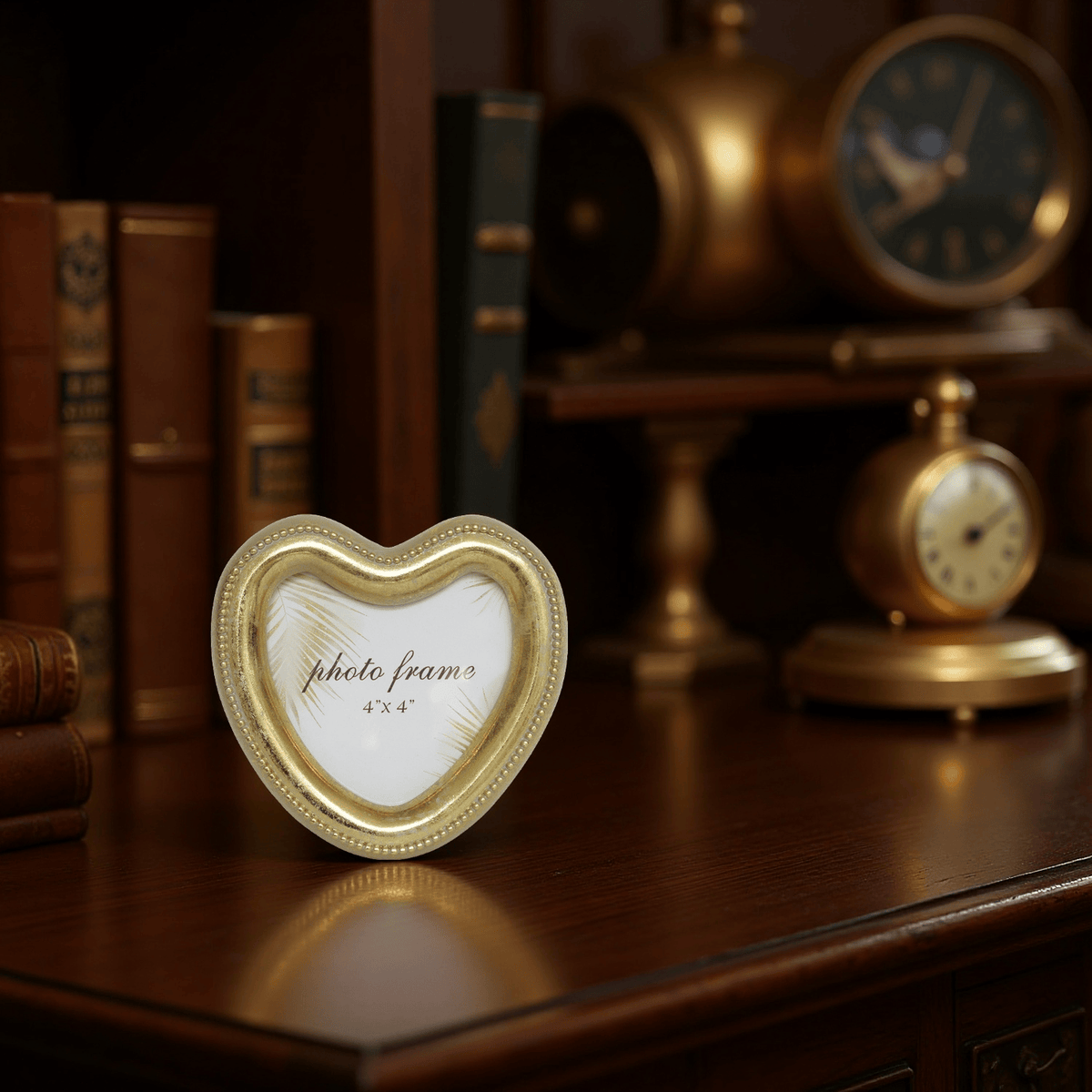 Ferrisland Heart Vintage Tabletop Picture Frame Collection, Retro - Style Ornate Frames with Glass Front, Designed for Tabletop Display, Charming Home Decor (Golden, 4X4) Ferrisland