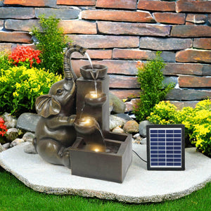 Ferrisland Solar Water Fountain Outdoor Garden Feature Elephant Ferrisland