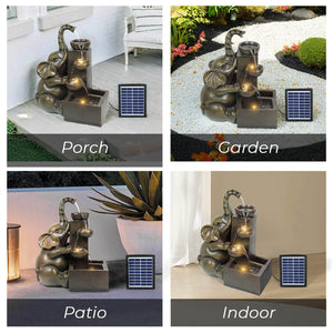 Ferrisland Solar Water Fountain Outdoor Garden Feature Elephant Ferrisland