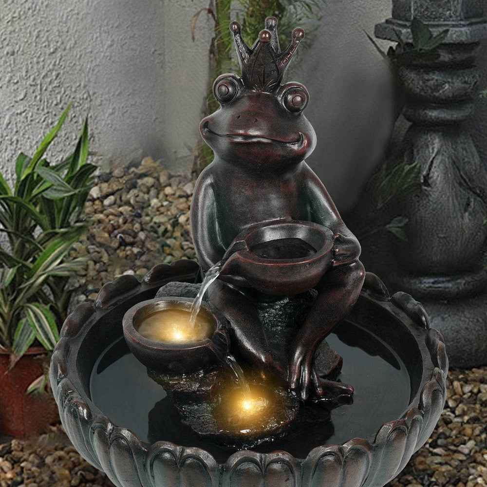 Ferrisland Solar Water Fountain Outdoor Garden Feature Frog Prince Ferrisland