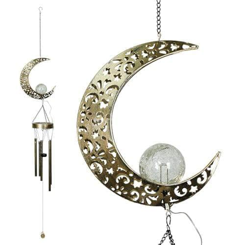 Ferrisland Solar Wind Chimes Moon Outdoors Hanging Ferrisland