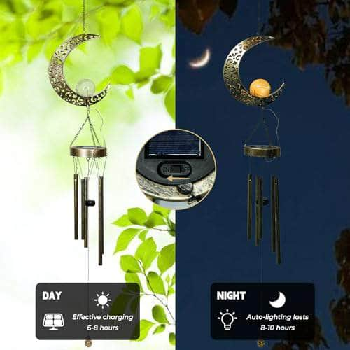 Ferrisland Solar Wind Chimes Moon Outdoors Hanging Ferrisland