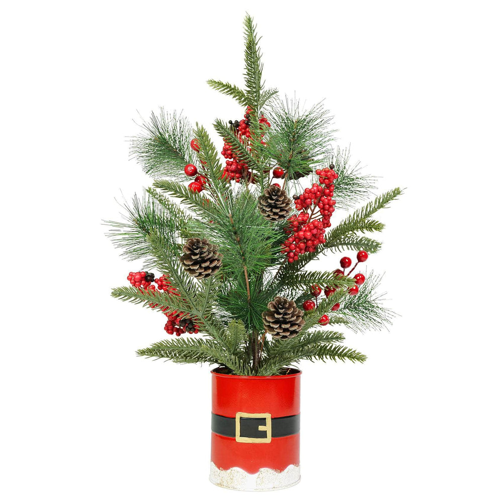 Ferrisland Tabletop Artificial Christmas Tree 20 inches with Metal Santa Belt Bucket Ferrisland