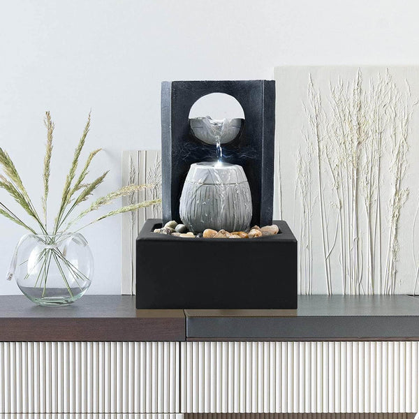 Ferrisland Tabletop Fountain Zen Meditation Indoor Waterfall Feature with LED Light Ferrisland