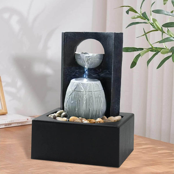 Ferrisland Tabletop Fountain Zen Meditation Indoor Waterfall Feature with LED Light Ferrisland