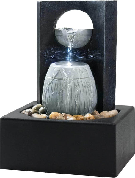 Ferrisland Tabletop Fountain Zen Meditation Indoor Waterfall Feature with LED Light Ferrisland