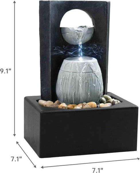 Ferrisland Tabletop Fountain Zen Meditation Indoor Waterfall Feature with LED Light Ferrisland