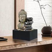Ferrisland Tabletop Waterfall Fountain Indoor - Buddha Water Fountains 4-Tier Tabletop Waterfall of Zen Meditation Buddha Fountain with LED Ferrisland