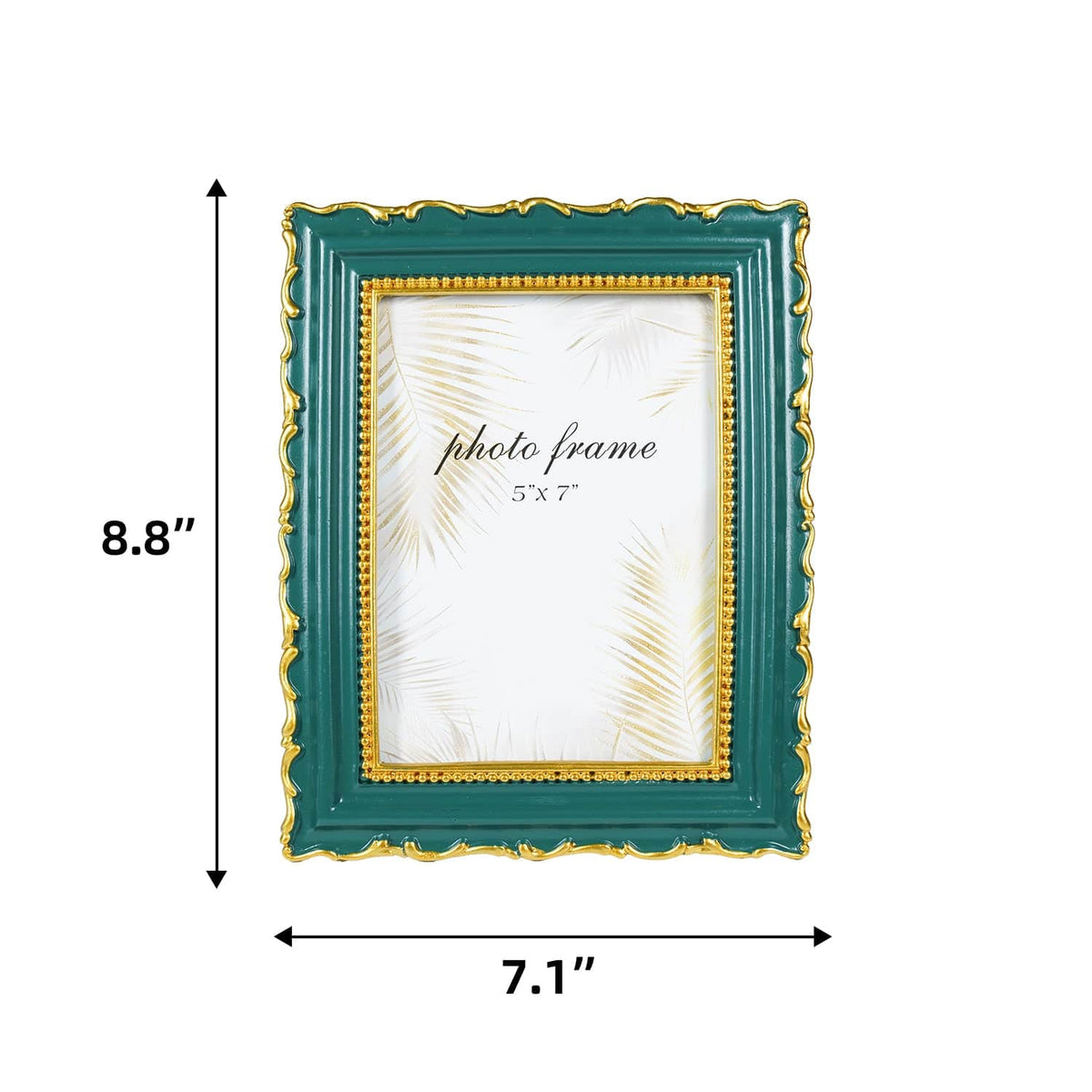 Ferrisland Vintage Picture Frame, 5X7 Green Antique Ornate Picture Frame, Victorian Retro Decorative Photo Frames for Tabletop & Wall, Gift Idea Ferrisland