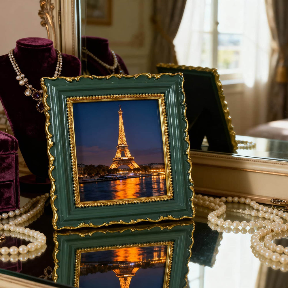 Ferrisland Vintage Picture Frame, Green Antique Ornate Picture Frame 4X4 Ferrisland