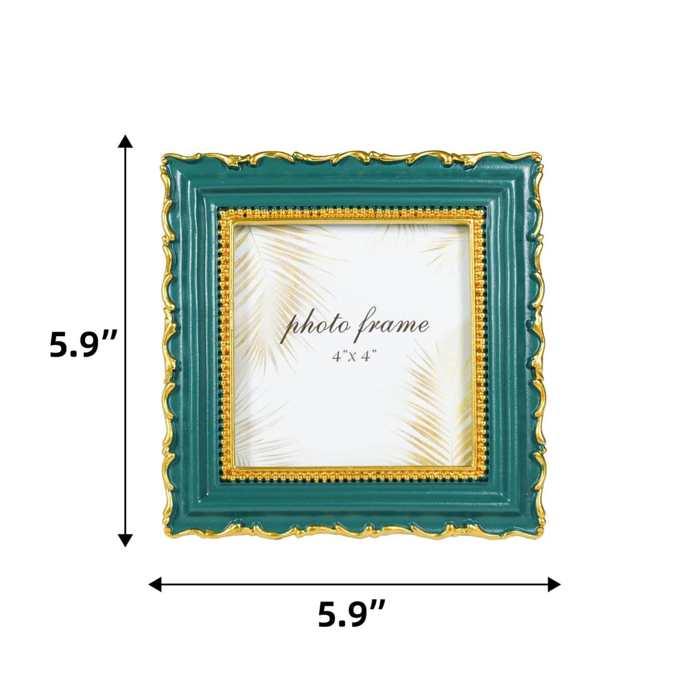 Ferrisland Vintage Picture Frame, Green Antique Ornate Picture Frame 4X4 Ferrisland