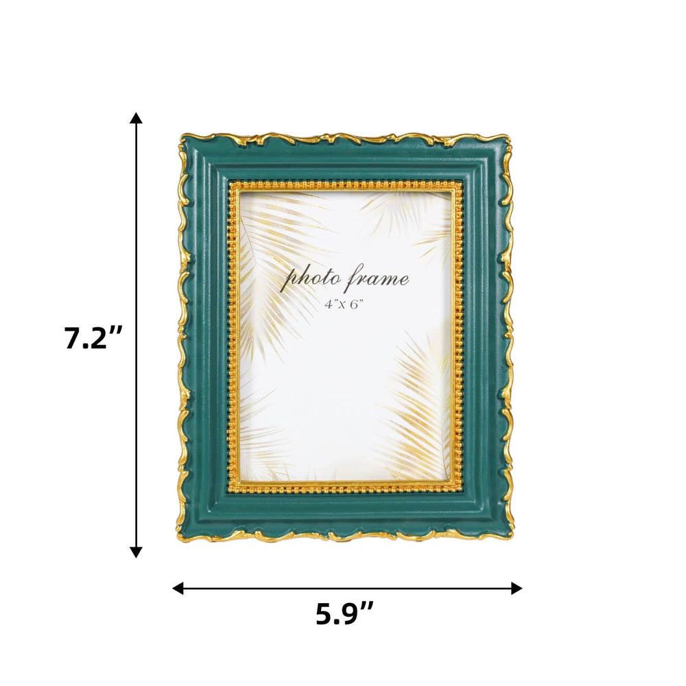 Ferrisland Vintage Picture Frame, Green Antique Ornate Picture Frame, Victorian Retro Decorative Photo Frames for Tabletop & Wall, Baroque Home Decor Frames, Gift Idea(Green, 4X6) Ferrisland