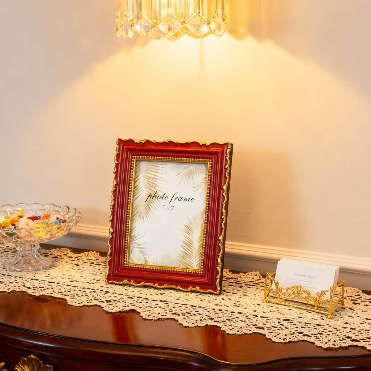 Ferrisland Vintage Picture Frame, Red Antique Ornate Picture Frame 5X7 Ferrisland