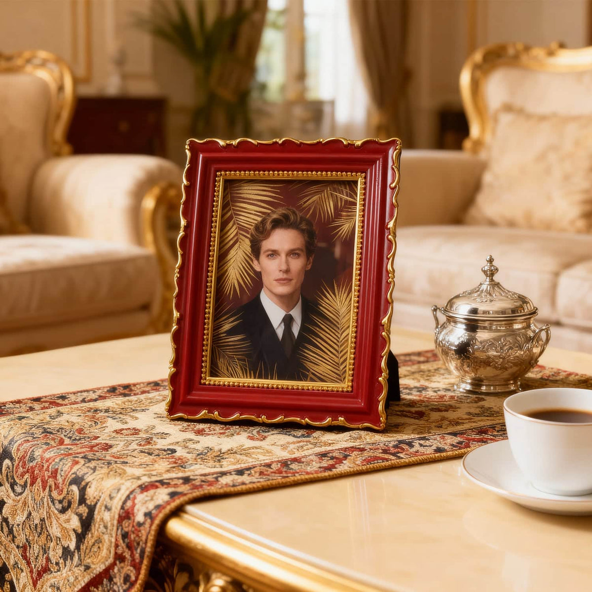 Ferrisland Vintage Picture Frame, Red Antique Ornate Picture Frame 5X7 Ferrisland