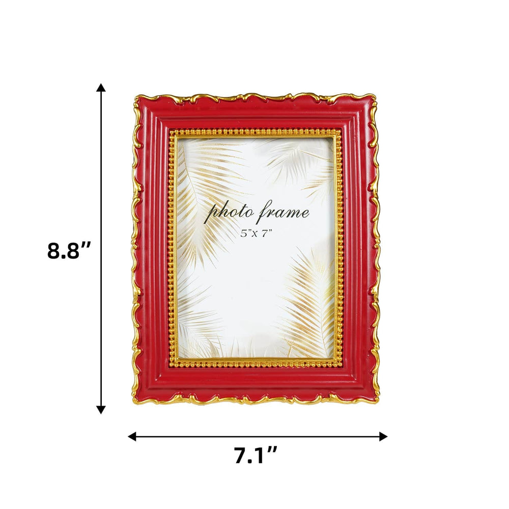 Ferrisland Vintage Picture Frame, Red Antique Ornate Picture Frame 5X7 Ferrisland