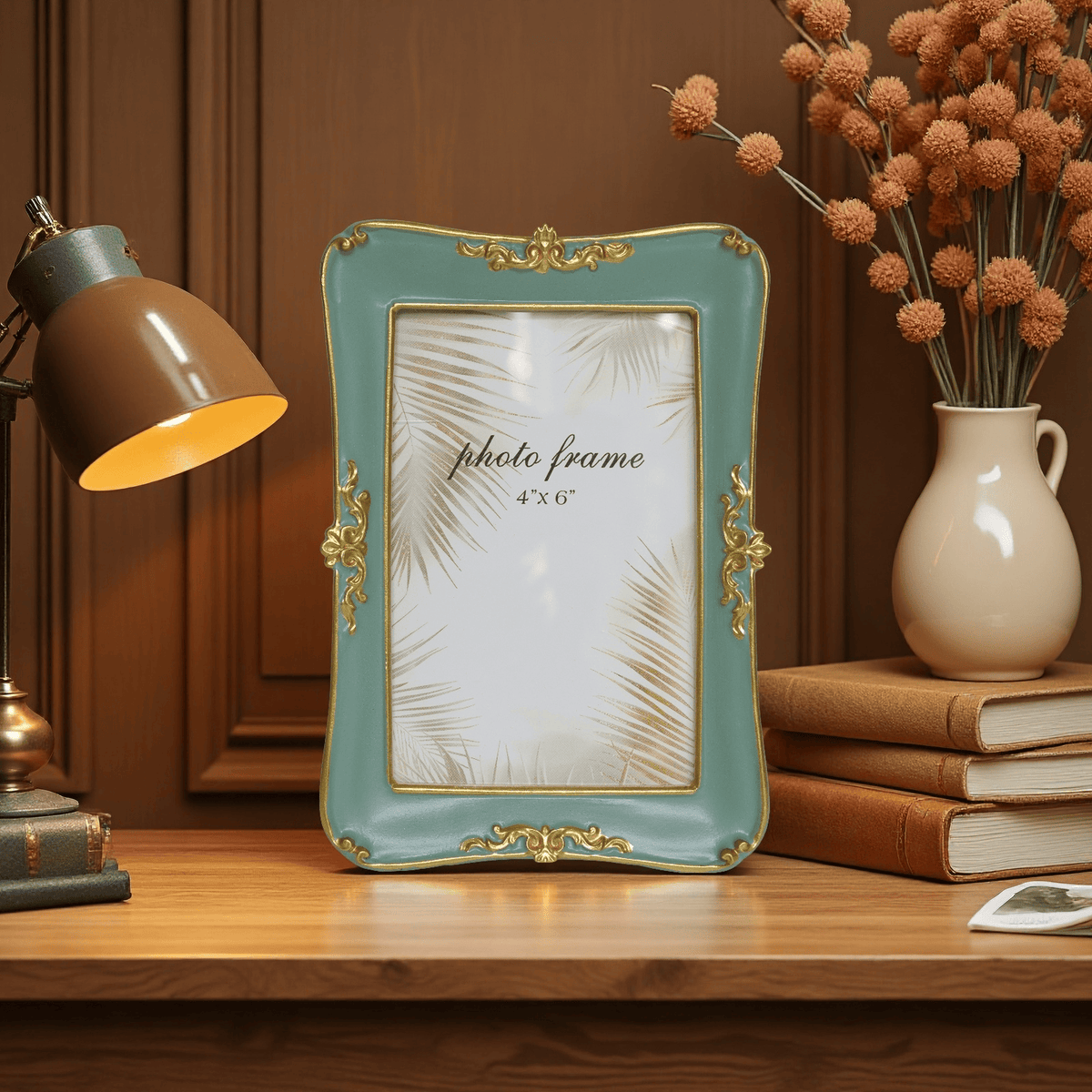 Ferrisland Vintage Tabletop Picture Frame Collection, Retro - Style Ornate Frames with Glass Front, Designed for Tabletop Display, Charming Home Decor (Green, 4X6) Ferrisland