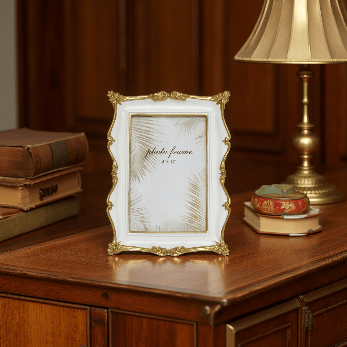 Ferrisland Vintage Tabletop Picture Frame Collection, Retro - Style Ornate Frames with Glass Front, Designed for Tabletop Display, Charming Home Decor(White, 4X6) Ferrisland