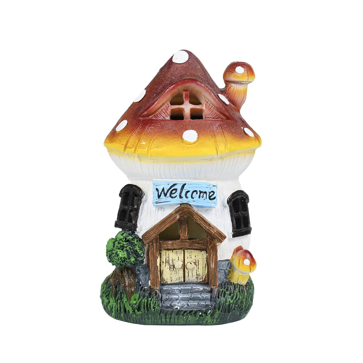 Garden Outdoor Figurines Statue with Solar Lights,Solar Mushroom House Decorations for Yard Outdoor Garden, Patio Yard Lawn, Gifts for Girls Birthday Housewarming Mother's Day (Mushroom House) Ferrisland