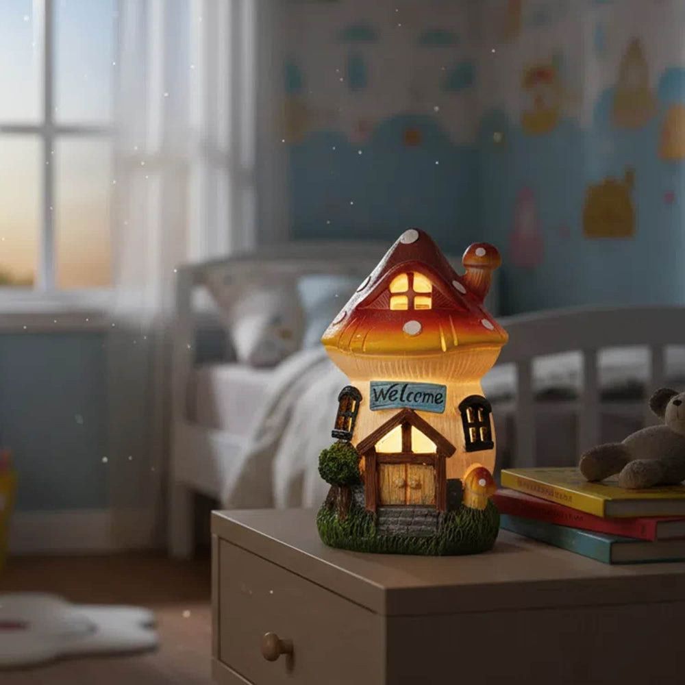 Garden Outdoor Figurines Statue with Solar Lights,Solar Mushroom House Decorations for Yard Outdoor Garden, Patio Yard Lawn, Gifts for Girls Birthday Housewarming Mother's Day (Mushroom House) Ferrisland