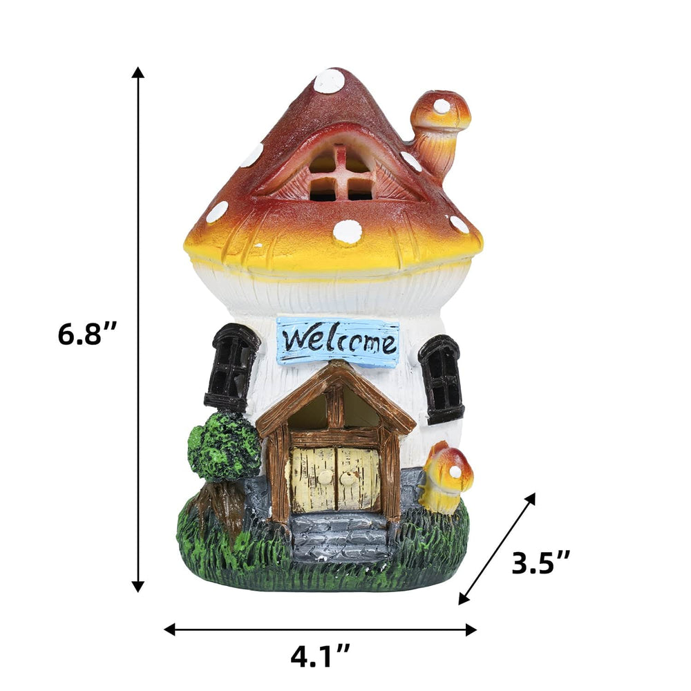 Garden Outdoor Figurines Statue with Solar Lights,Solar Mushroom House Decorations for Yard Outdoor Garden, Patio Yard Lawn, Gifts for Girls Birthday Housewarming Mother's Day (Mushroom House) Ferrisland