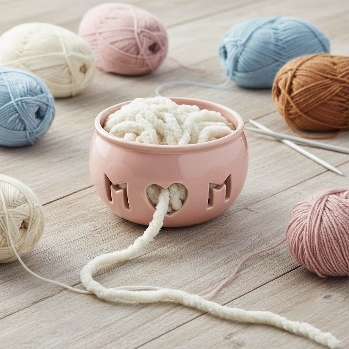 Mom Decorative Bowl, Modern Handicraft Ceramic Bowls for Home Decor,Multi - Purpose Pink Ceramic Bowl Mom Heart Yarn Storage for KnittingCrochet & Candle Holder for Aromatherapy,Gifts for Mom, Christmas Gifts (Pink) Ferrisland