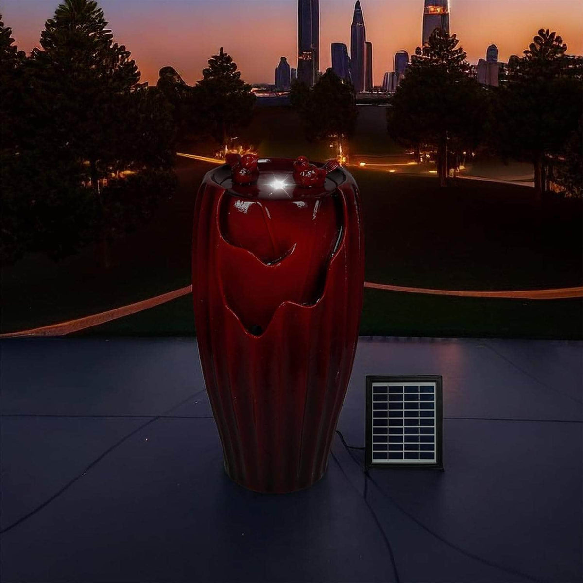 Solar Powered Red Outdoor Fountain 20'H Ferrisland