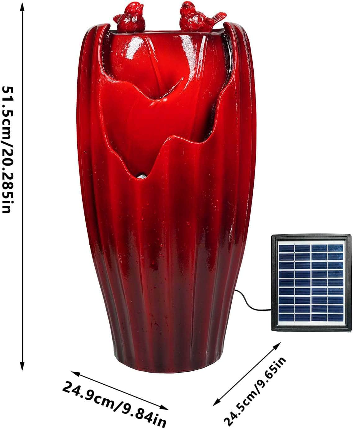 Solar Powered Red Outdoor Fountain 20'H Ferrisland