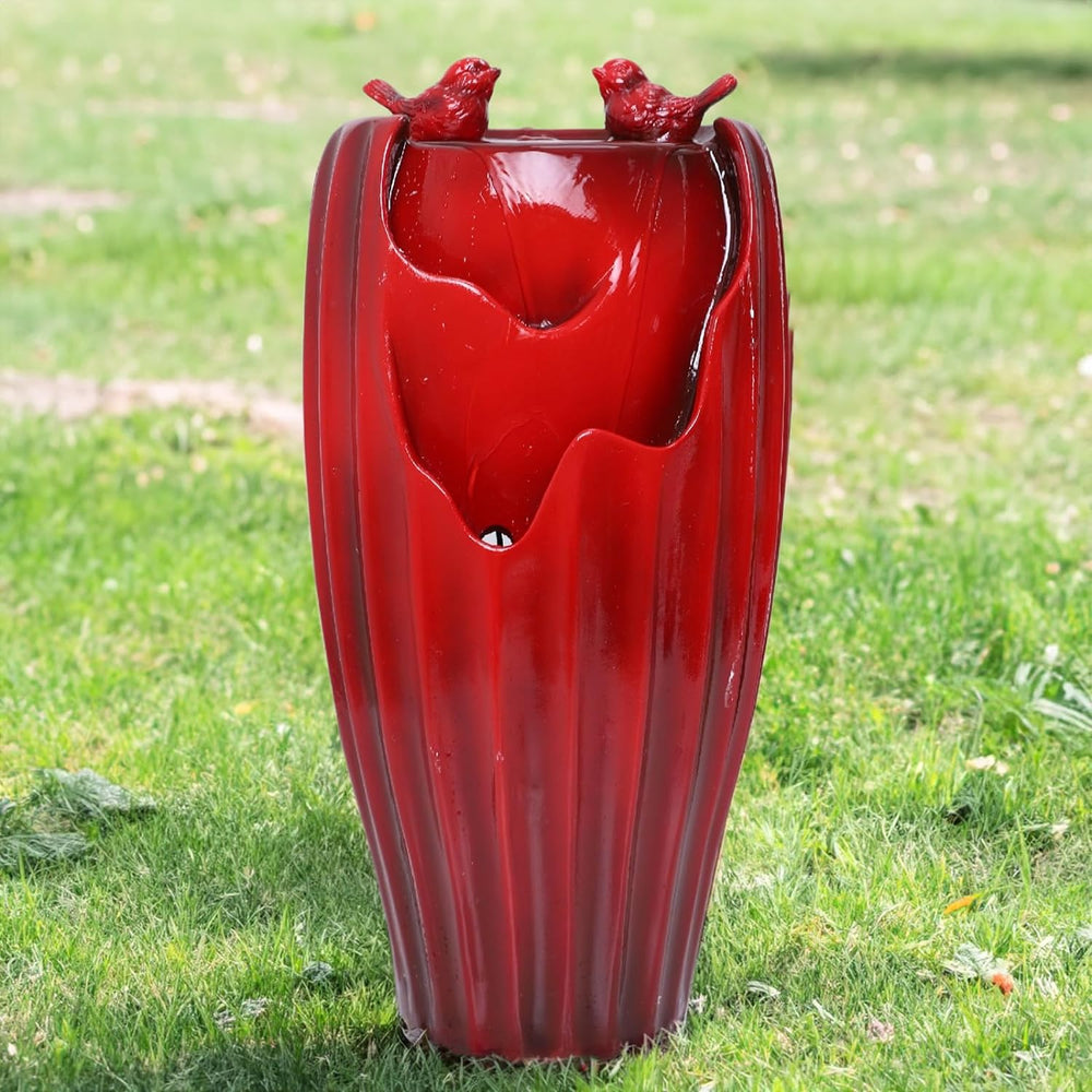 Solar Powered Red Outdoor Fountain 20'H Ferrisland